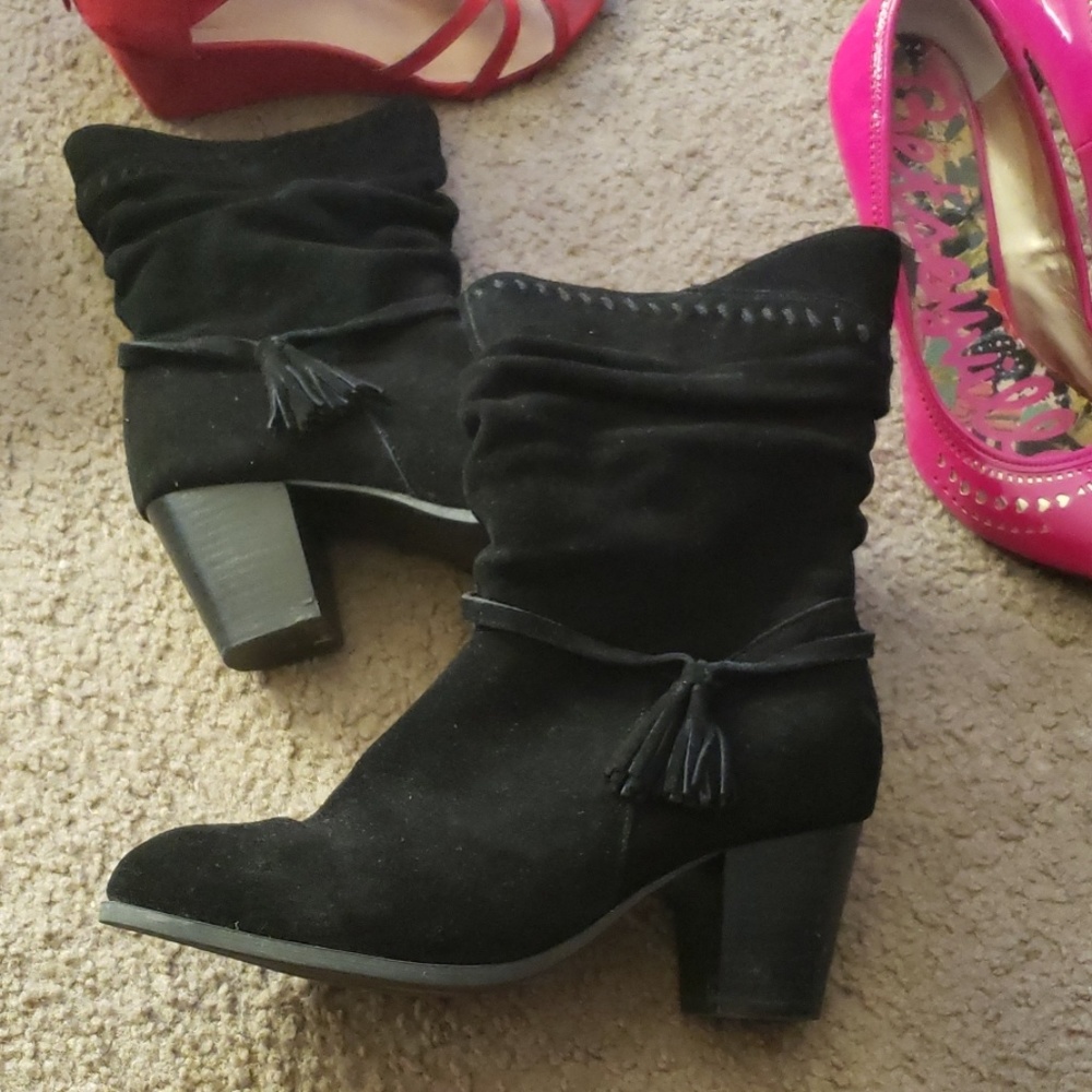 Black Suede tassel boots